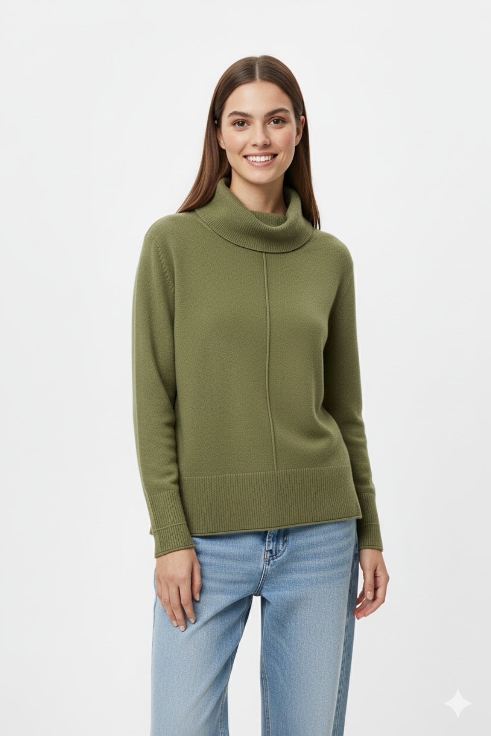 Jersey oversize con cuello vuelto en verde militar
