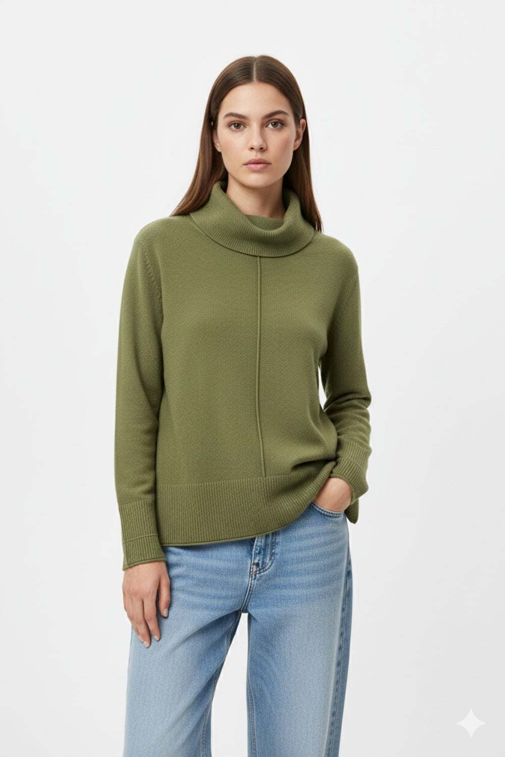 Jersey oversize con cuello vuelto en verde militar