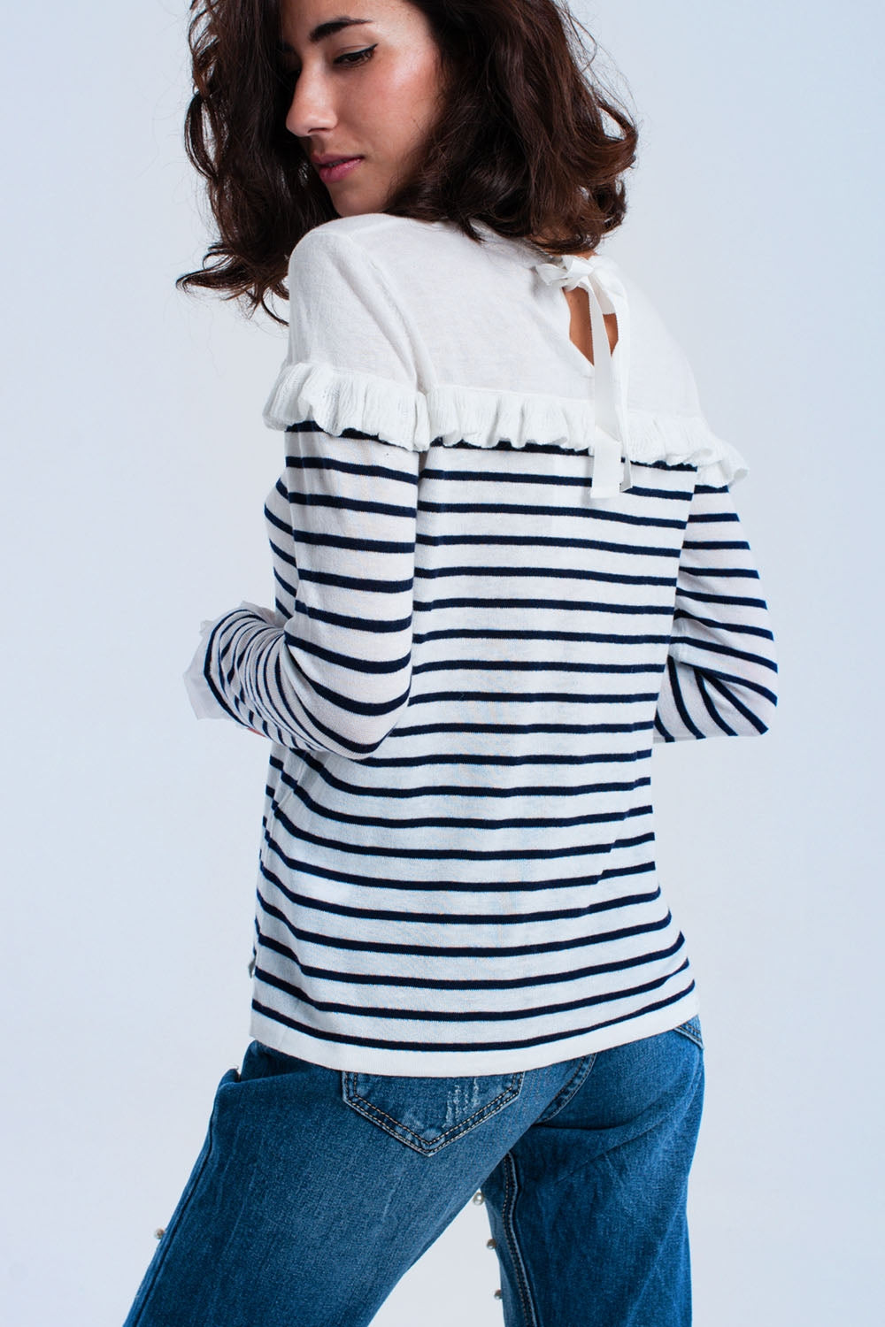Jersey rayado navy con volantes