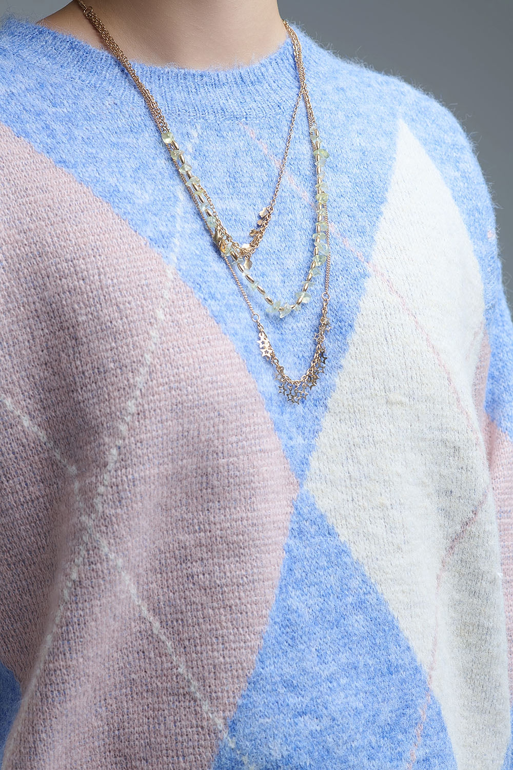 Jersey suelto en azul cielo con rombos