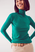 Jersey verde con cuello alto