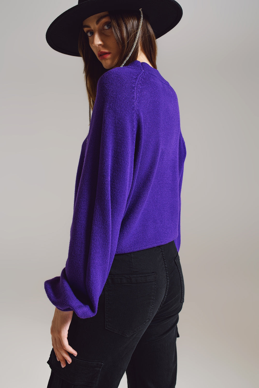 Jersey morado de estilo relajado con mangas globo