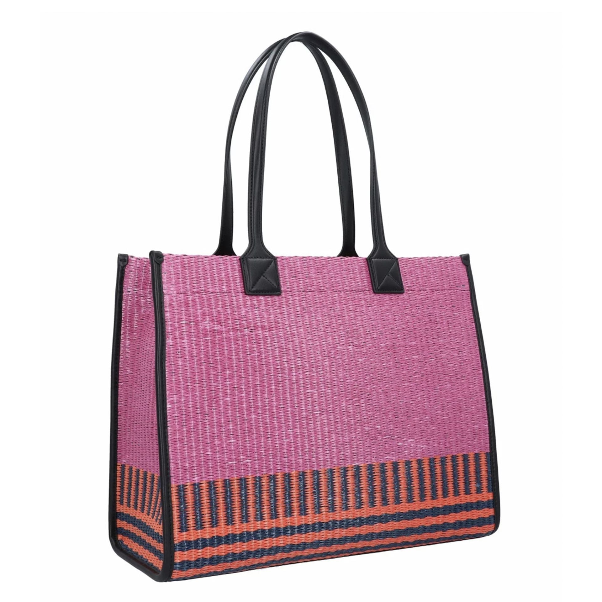 Parte trasera del bolso shopping Karl Lagerfeld en tejido rosa