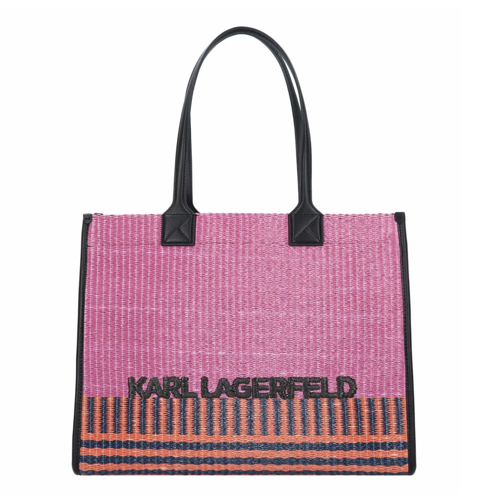 Bolso shopping Karl Lagerfeld rosa con logo bordado vista frontal