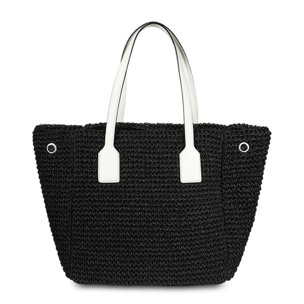 Vista trasera bolso shopping Karl Lagerfeld negro y blanco.
