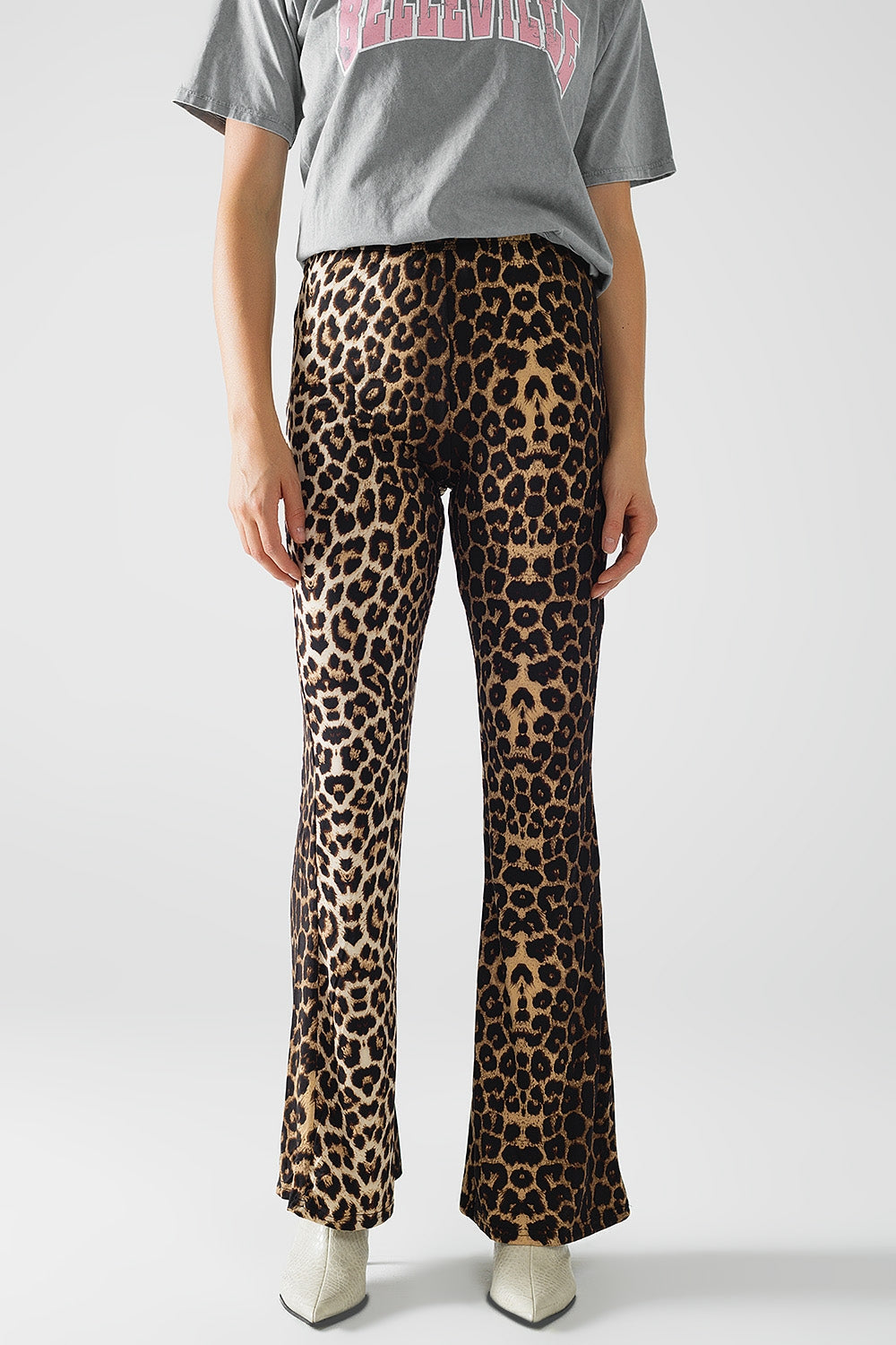 Leggings acampanados de Spandex con estampado de leopardo