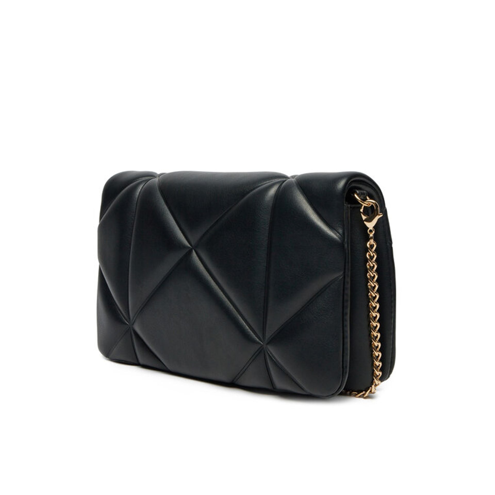 Vista trasera del bolso bandolera acolchado negro Love Moschino.