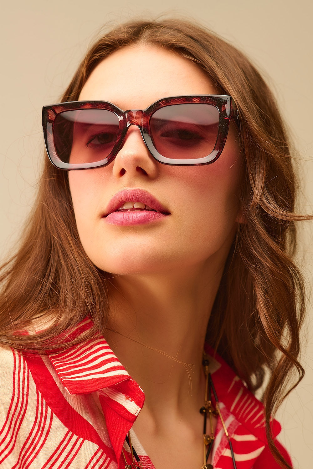 Gafas de sol cuadradas oversize en marrón ahumado