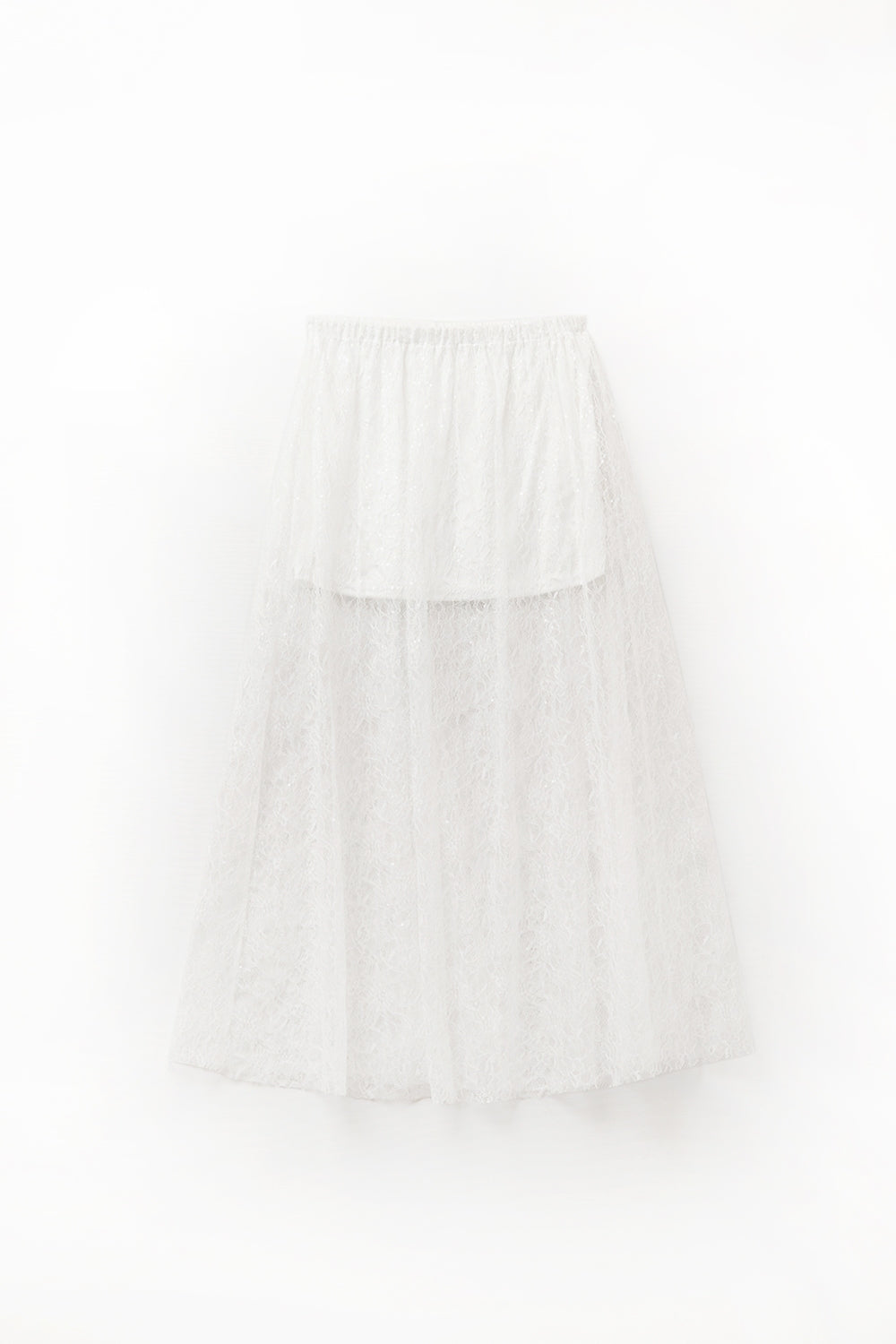 Maxi falda blanca de encaje con detalle de lentejuelas