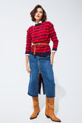 Maxi falda denim con cremallera delantera