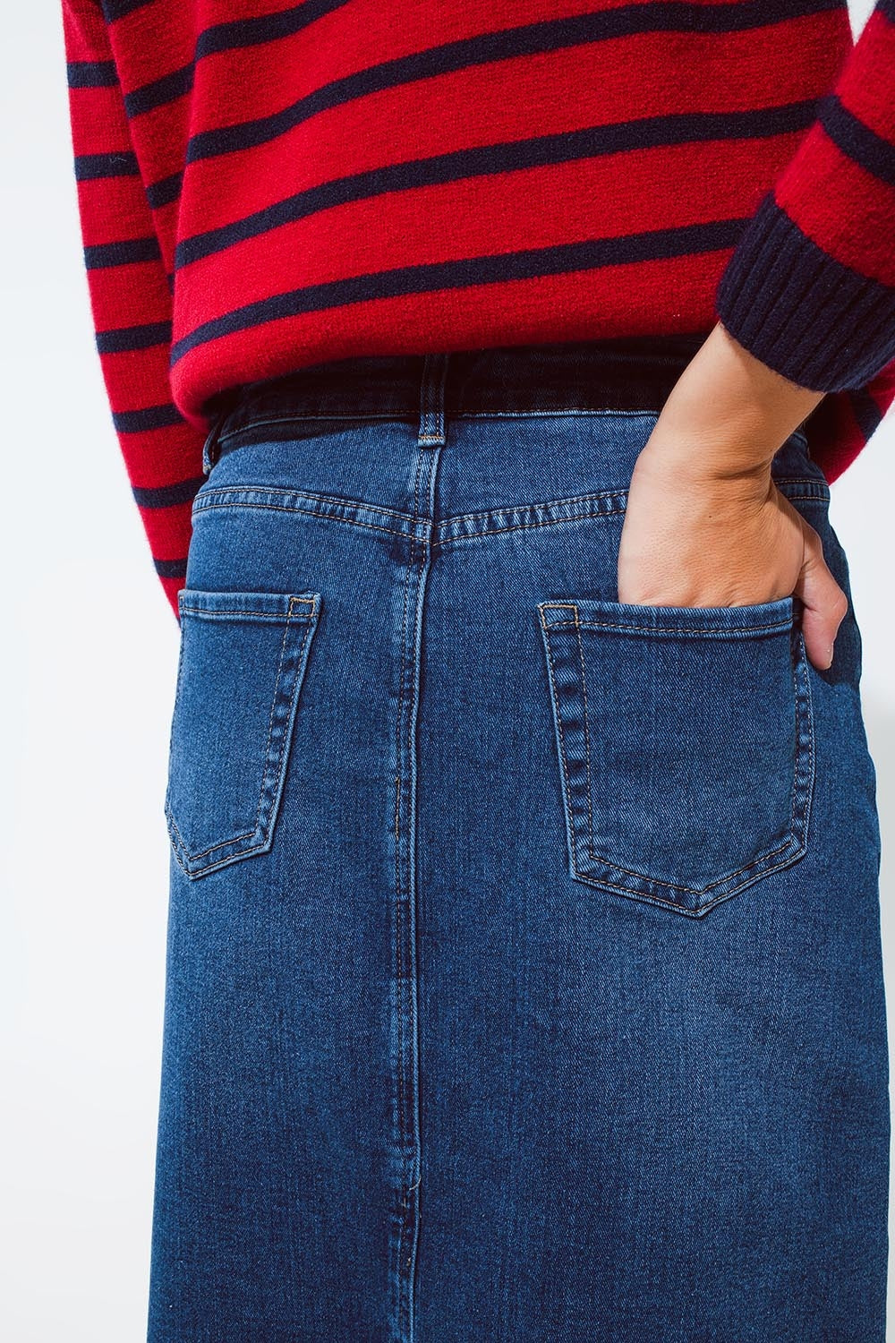 Maxi falda denim con cremallera delantera