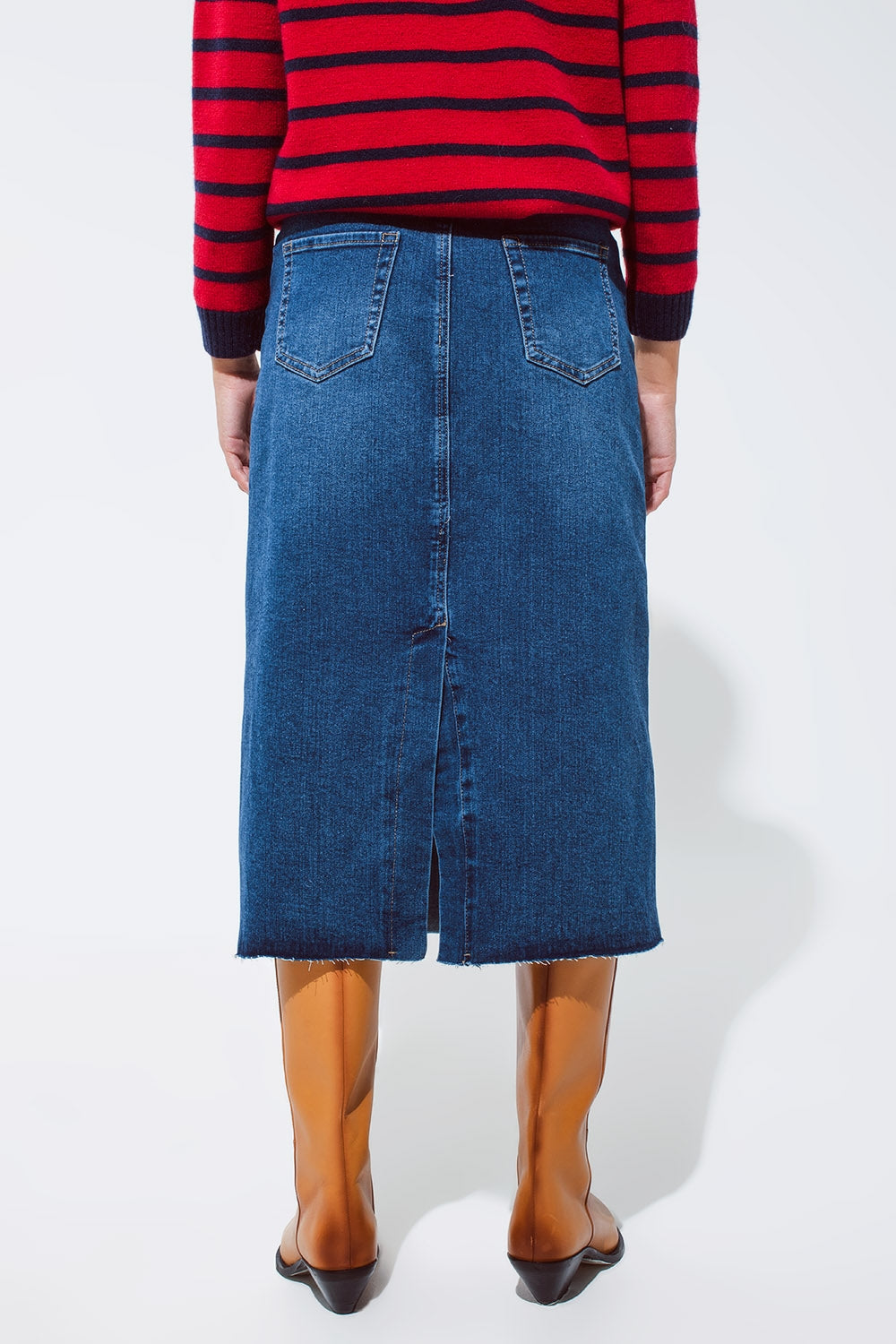 Maxi falda denim con cremallera delantera