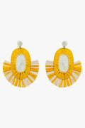 Q2 Maxi Pendientes de rafia con borlas amarillas y blancas