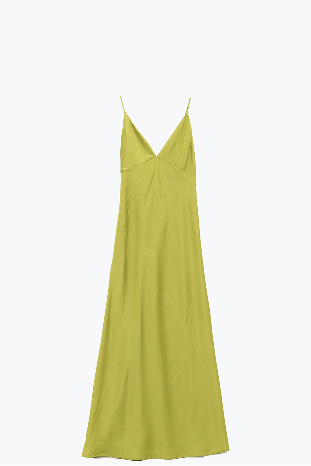 Imagen de producto del vestido verde lima largo satinado sin modelo