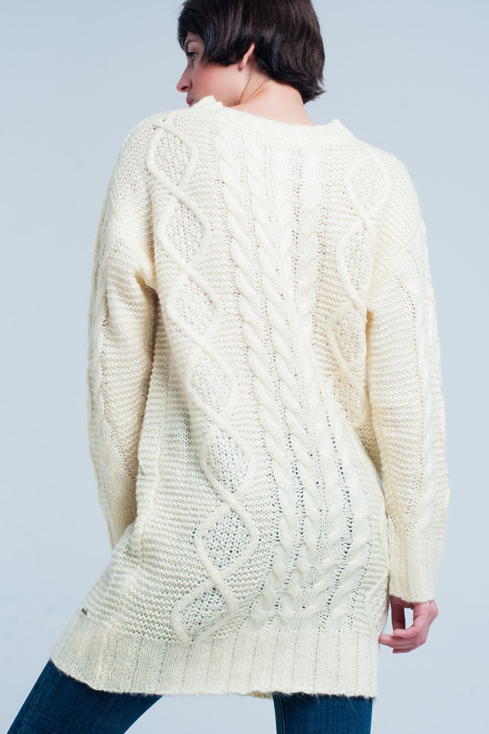 Mini vestido de punto grueso de ochos en amarillo