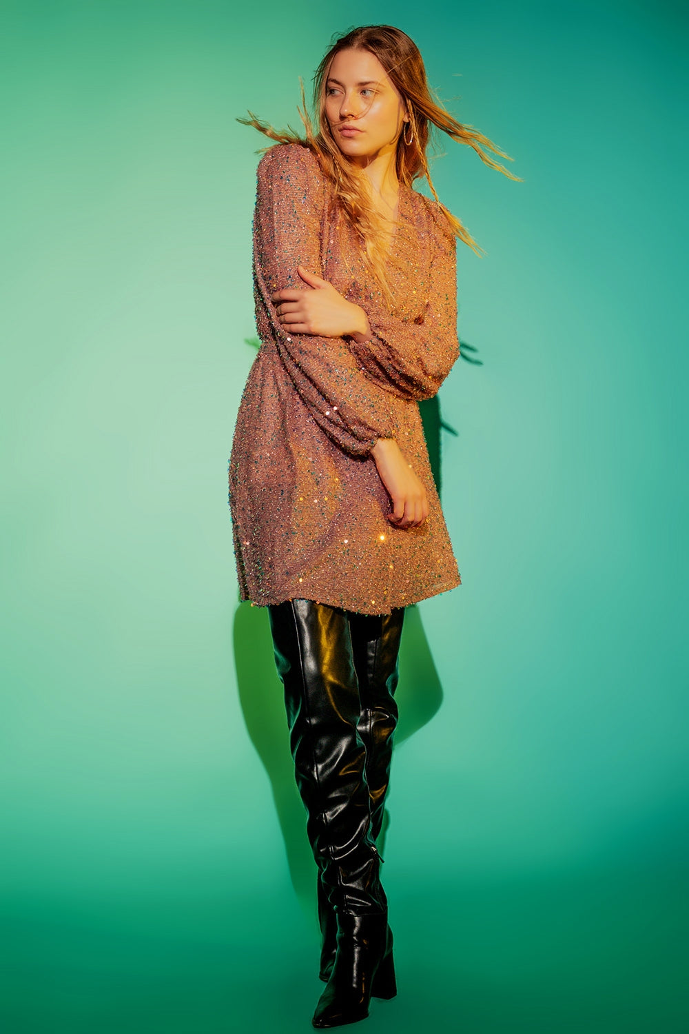 Minivestido de lentejuelas en rosa