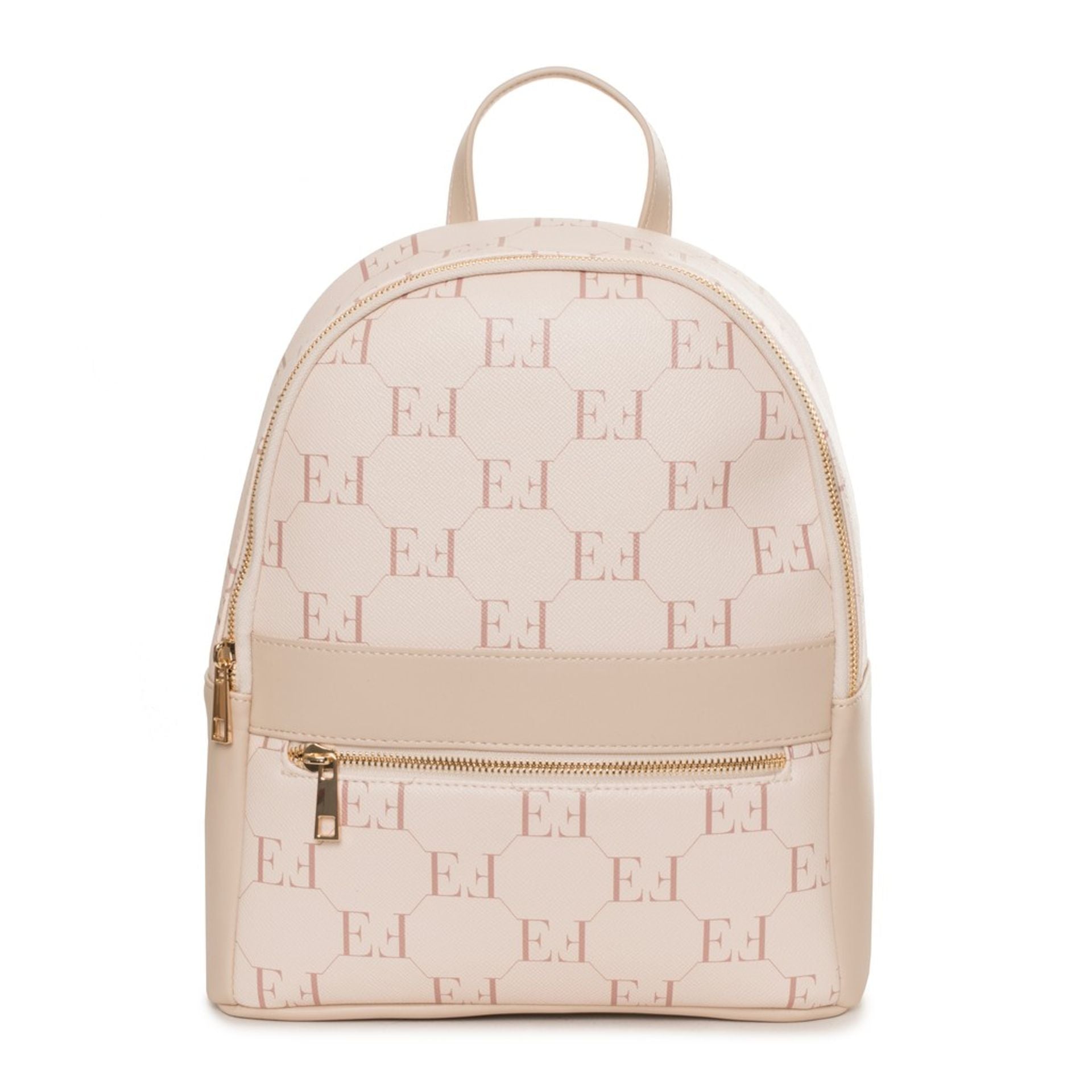 Mochila Furstenberg beige con logo estampado vista frontal