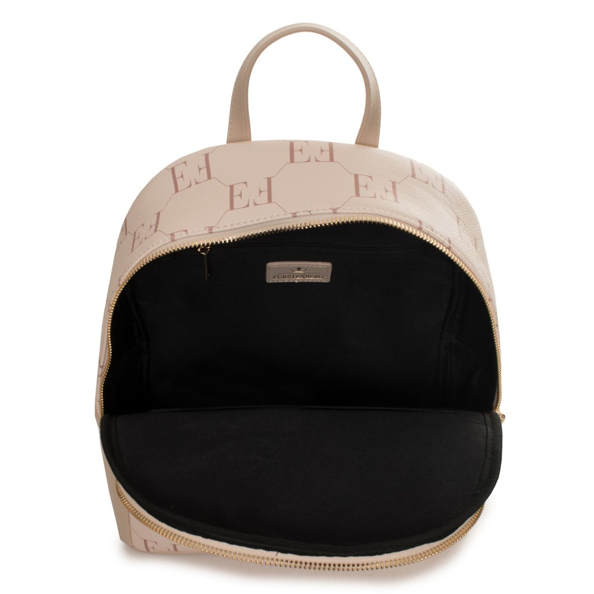 Interior de la mochila Furstenberg beige con cierre de cremallera