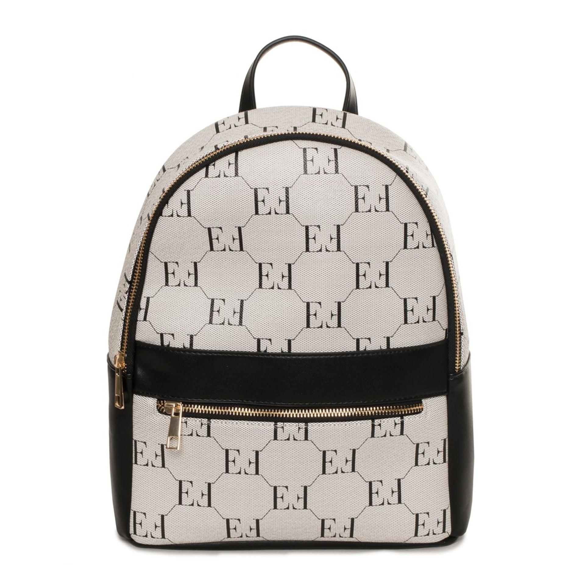 Mochila Furstenberg con logo estampado en blanco y negro vista frontal