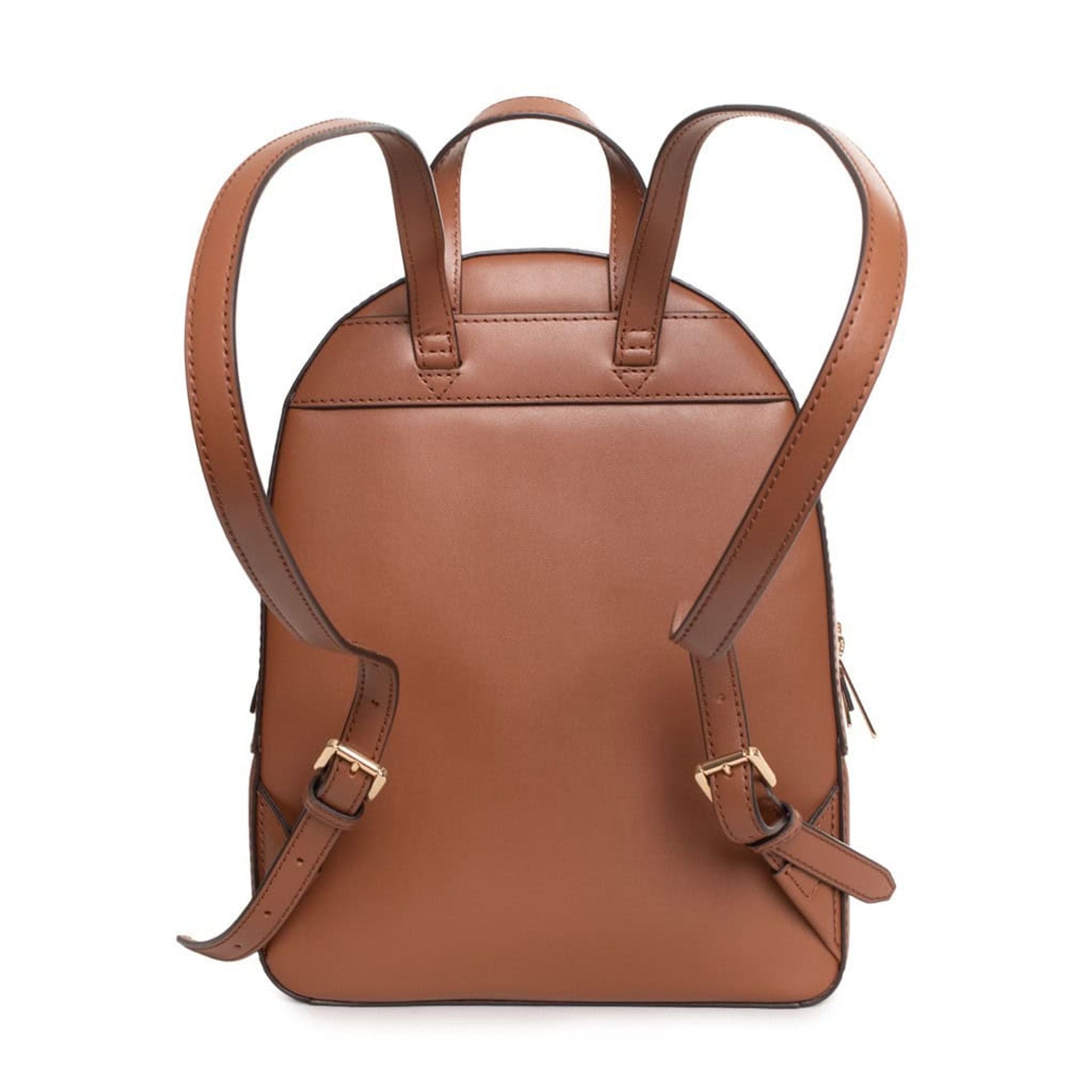 Mochila Michael Kors marrón canela con tirantes ajustables vista trasera