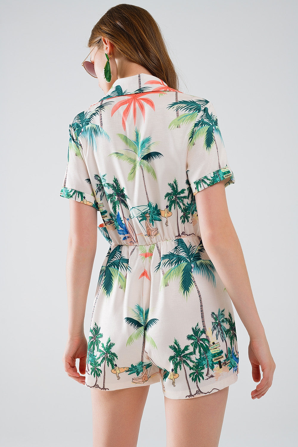 Mono crema con estampado playero y top cruzado