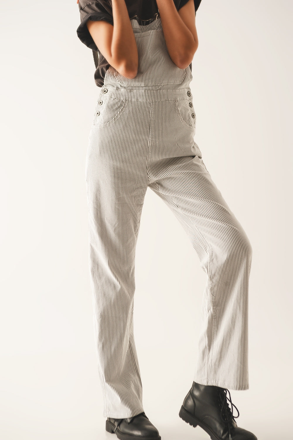 Mono Salopette de rayas grises