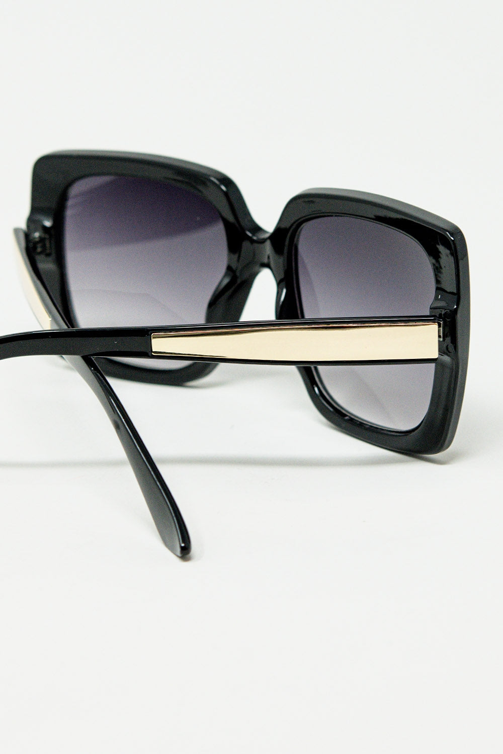 negro Gafas de sol cuadradas oversize con detalle metálico dorado