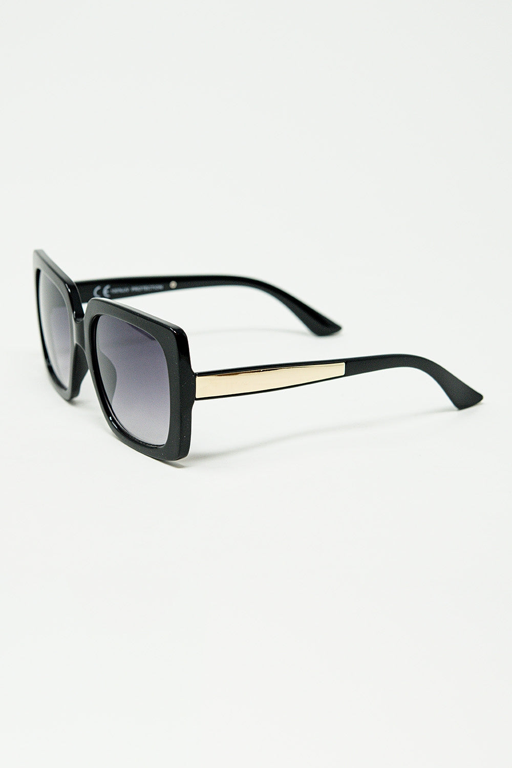 negro Gafas de sol cuadradas oversize con detalle metálico dorado