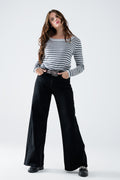 Pantalón pernera extra ancha color negro