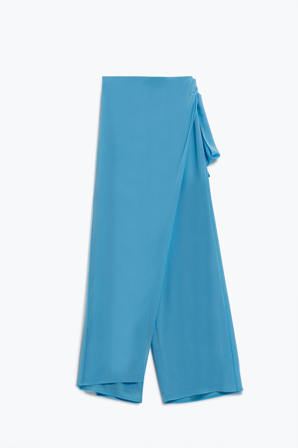 Pantalones anchos azul claro Falda superpuesta atada a un lado