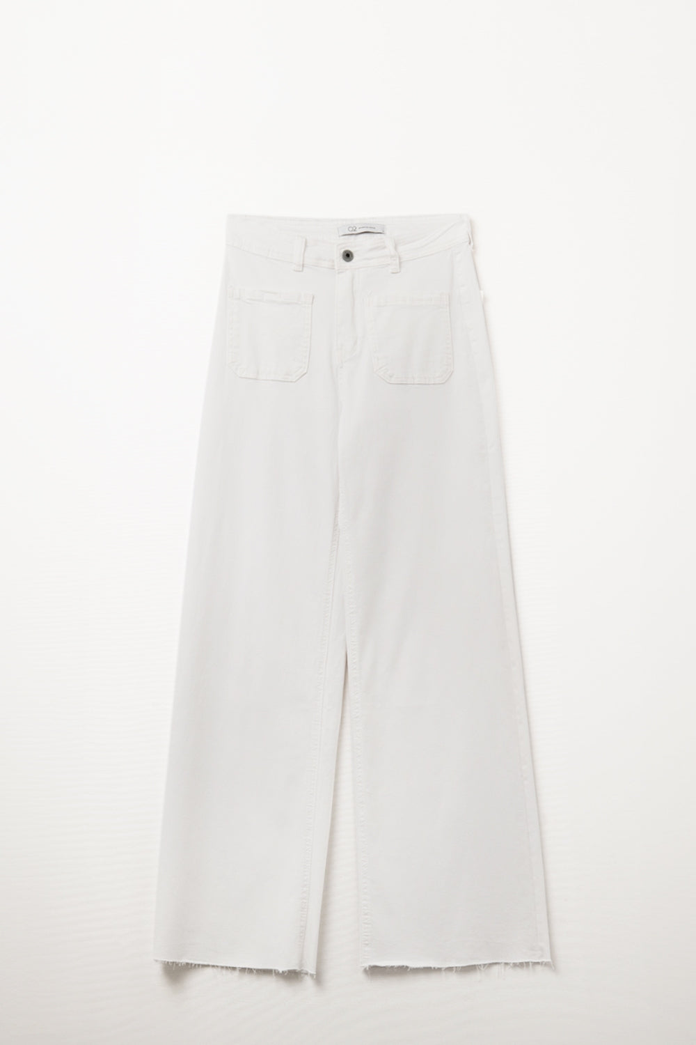 pantalón de pernera ancha y talle alto en color crudo,
