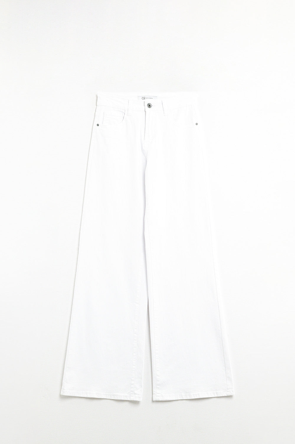 Pantalones Blancos Rectos de Pierna Ancha