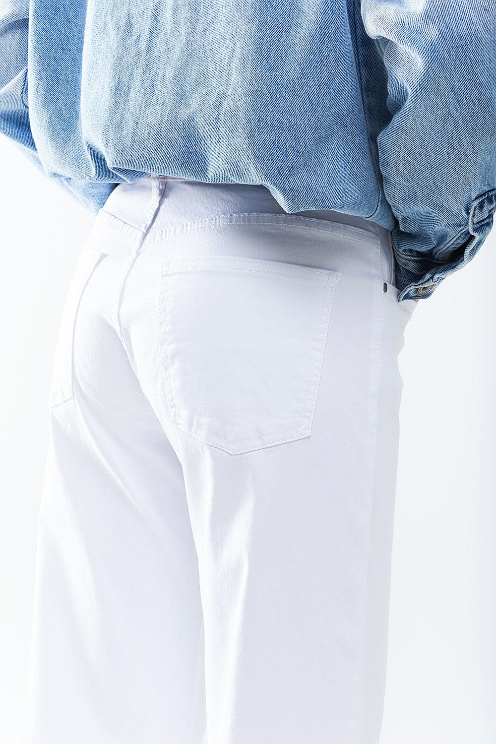 Pantalones Blancos Rectos de Pierna Ancha