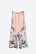 Pantalones con estampado de acuarela rosa veraniego