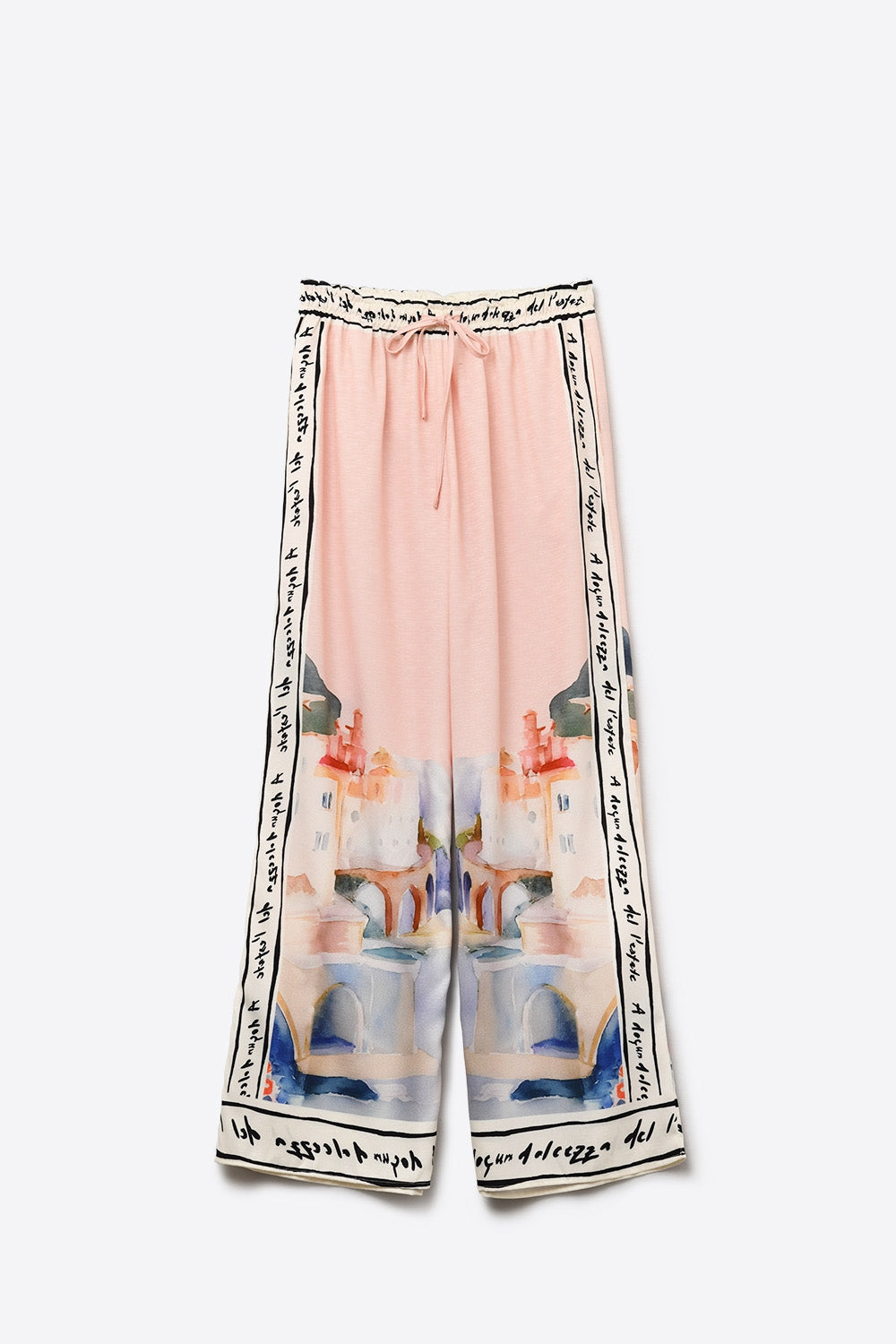 Pantalones con estampado de acuarela rosa veraniego