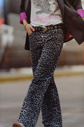 Pantalones con estampado de leopardo gris