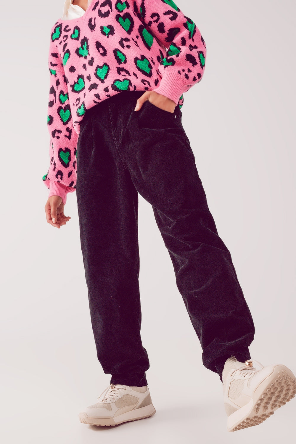 Pantalones  de pana slouchy de talle alto