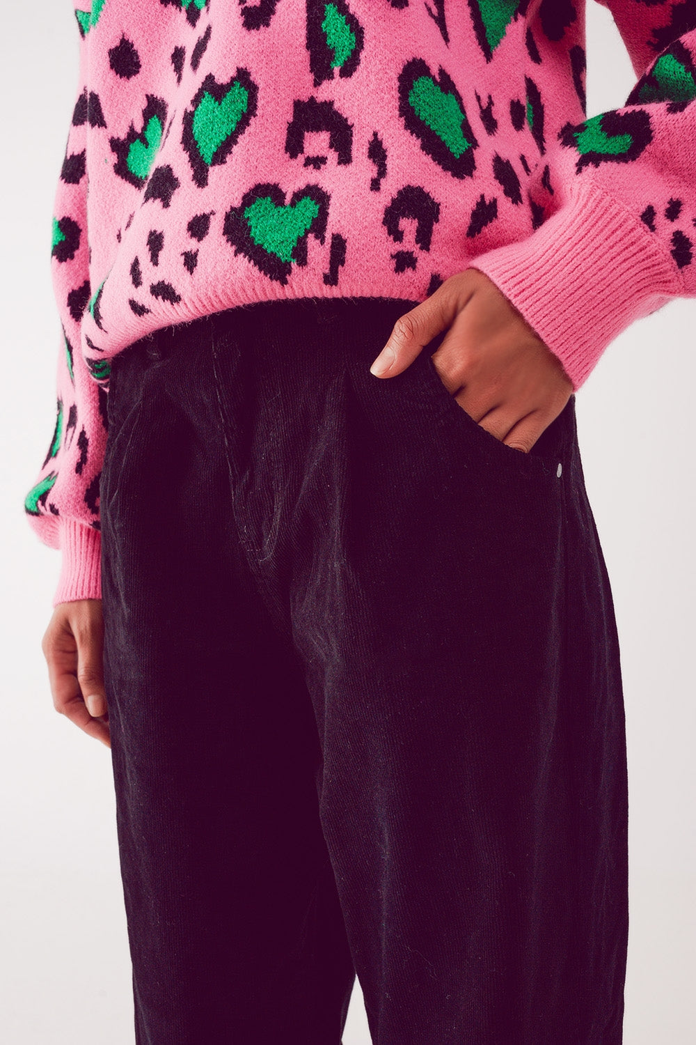 Pantalones  de pana slouchy de talle alto