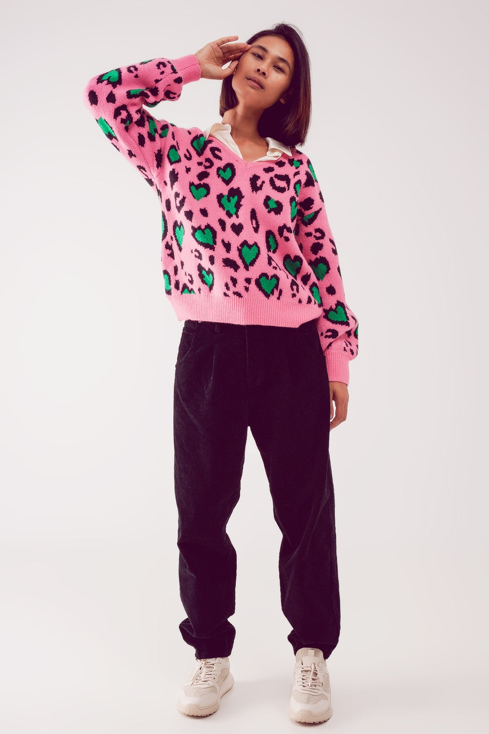 Pantalones  de pana slouchy de talle alto