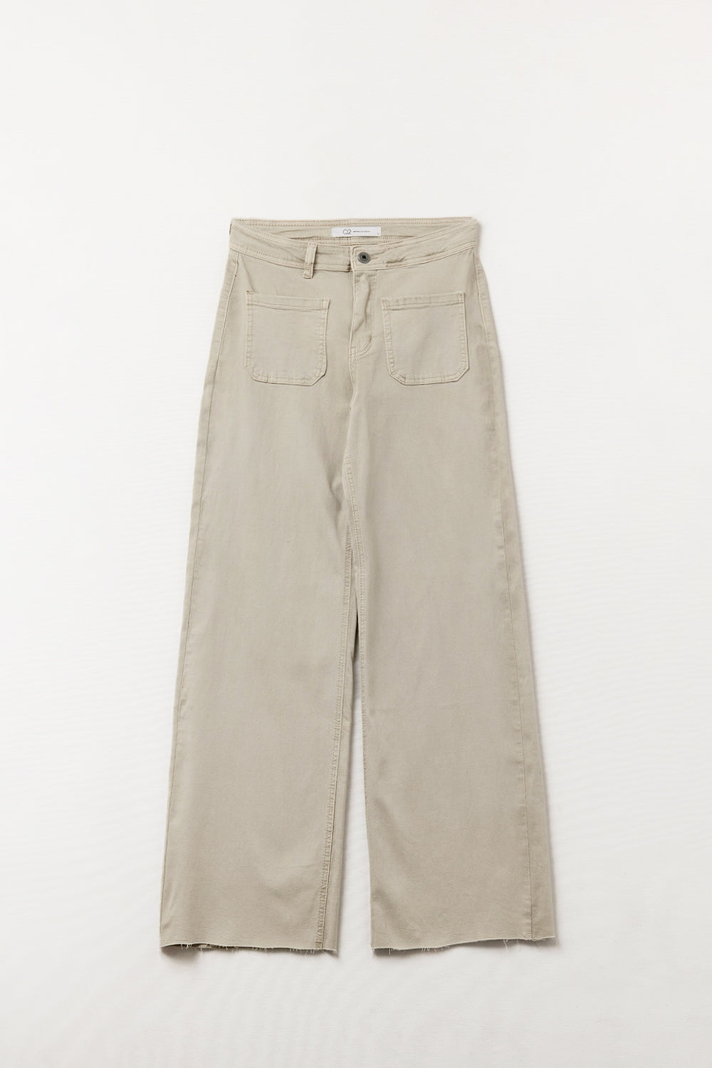 pantalones de pierna ancha con bolsillos delanteros en beige