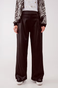Pantalones negros de pernera ancha de satén