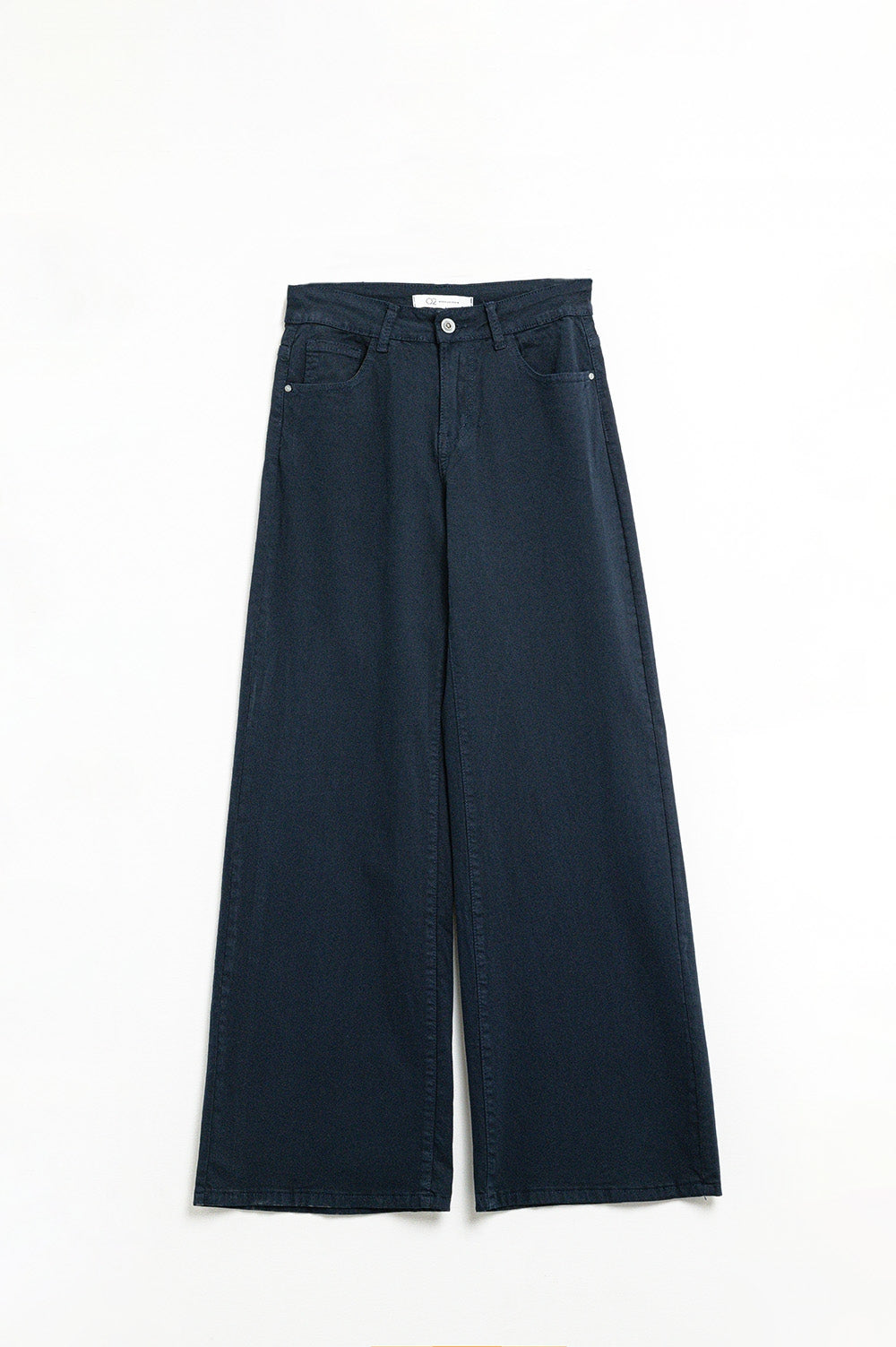 Pantalones rectos azul oscuro de pierna ancha