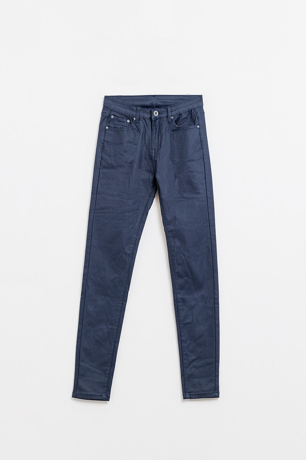 Pantalones super skinny de piel sintética azul marino