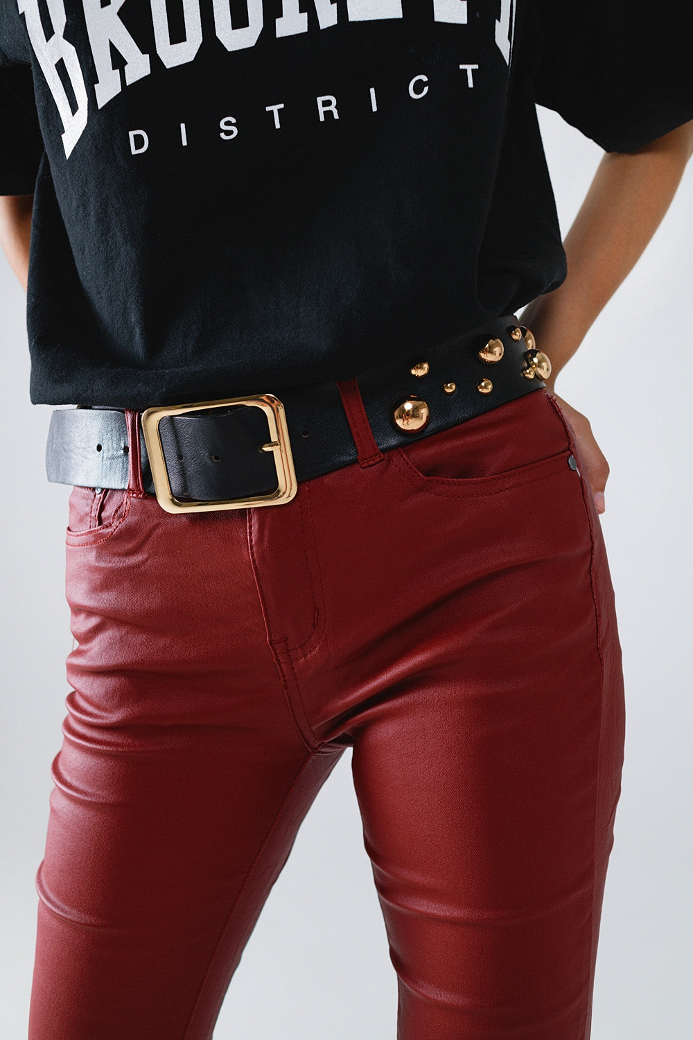 Pantalones super skinny de piel sintética burdeos