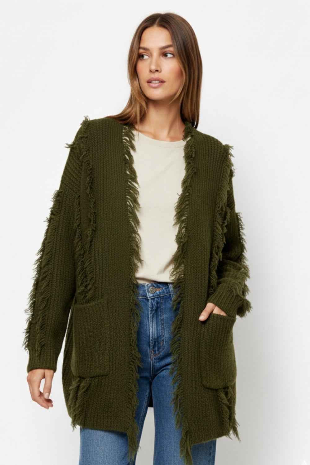 Rebeca Boho Verde Bosque Con Bolsillos Delanteros