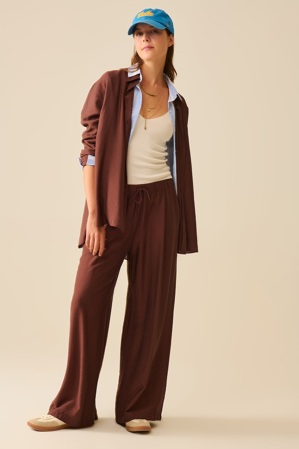 Relaxed fit Camisa Marrón Manga Larga