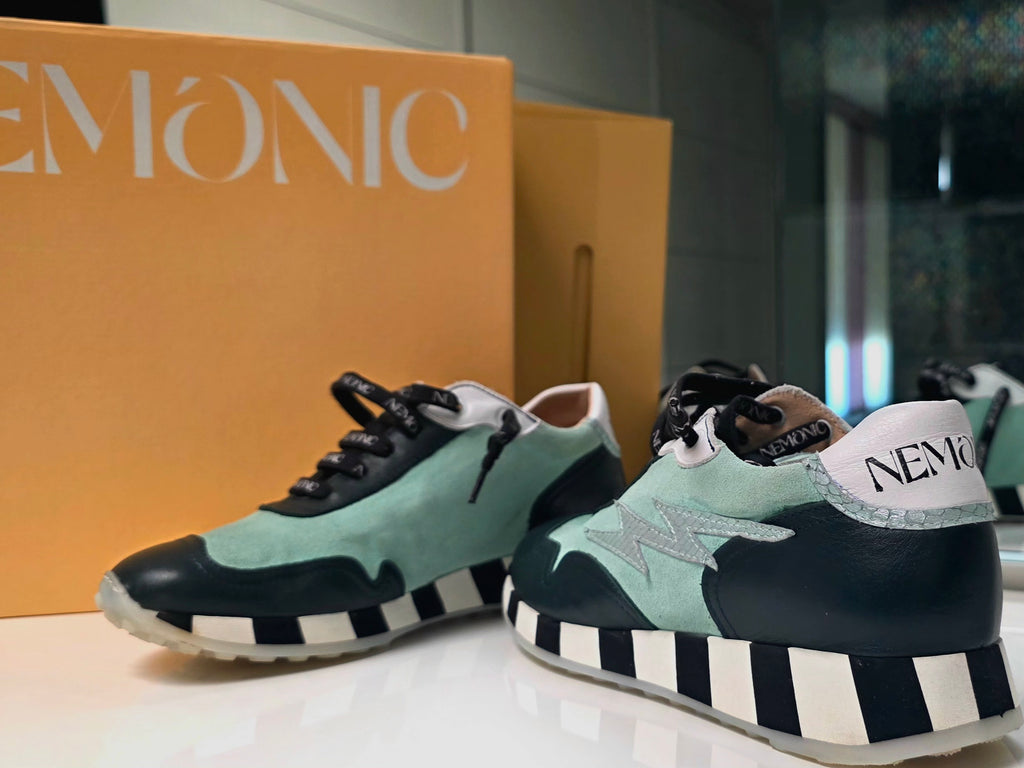 Zapatillas NEMONIC de piel verde menta