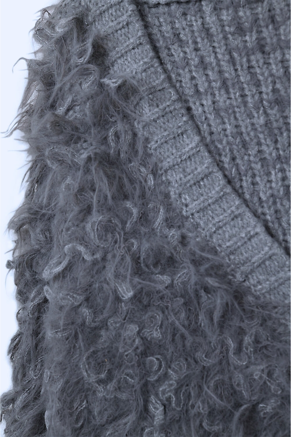 Chaqueta de punto mullido estilo shag en gris