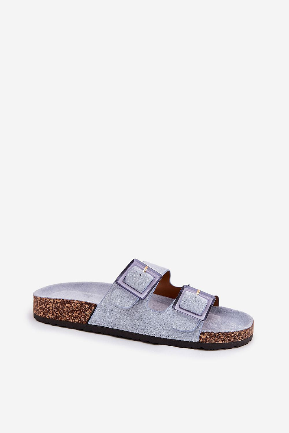 Sandalias lavanda pastel con doble tira y suela bio