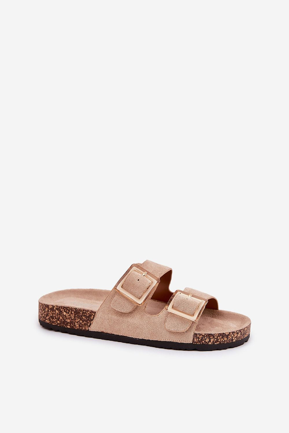 Sandalias beige con hebillas doradas y plantilla suave